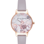 Olivia Burton Marble Florals Grey Lilac Leather watch