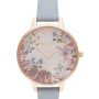 Olivia Burton British Blooms Chalk Blue Leather watch